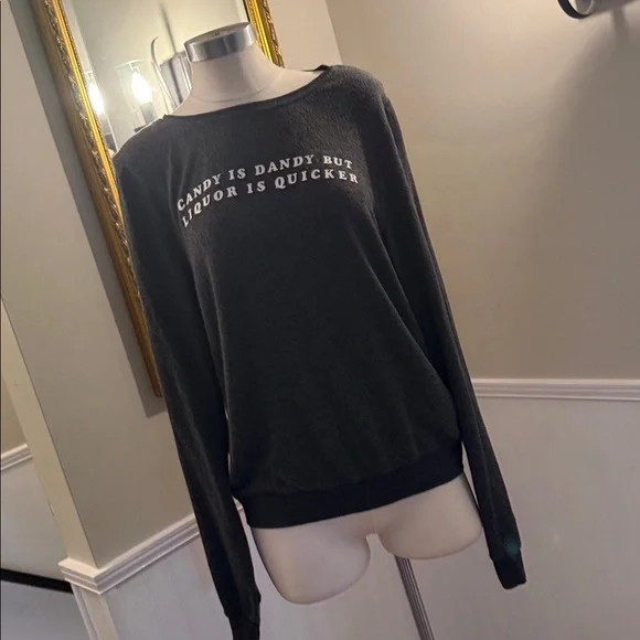 Wildfox Charcoal “Candy is dandy but liquor is quicker” sweatshirt. Large. - Picture 4 of 9